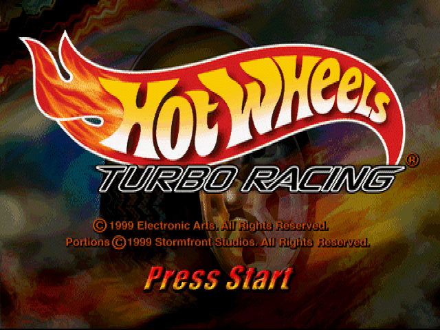 Hot Wheels Turbo Racing title screen for Playstation